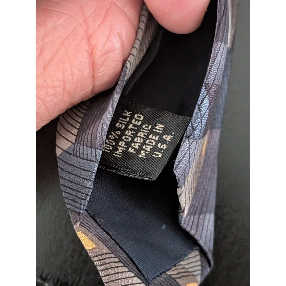 Geoffrey Beene Tie Necktie Steel Blue Abstract‎ Gray